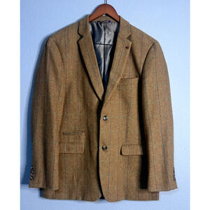 Alan Flusser Mens Brown Suit Jacket Blazer Large Wool Professor Single Breast